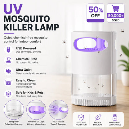 🦟 50% OFF! UV Mosquito Killer Lamp – quiet, USB, chemical-free. 50K+ sold! 🔇🌙