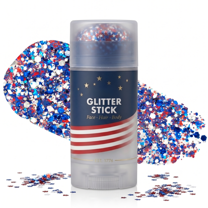 🦅4th of July Glitter Stick✨Red, White & Blue Body & Hair Sparkle.