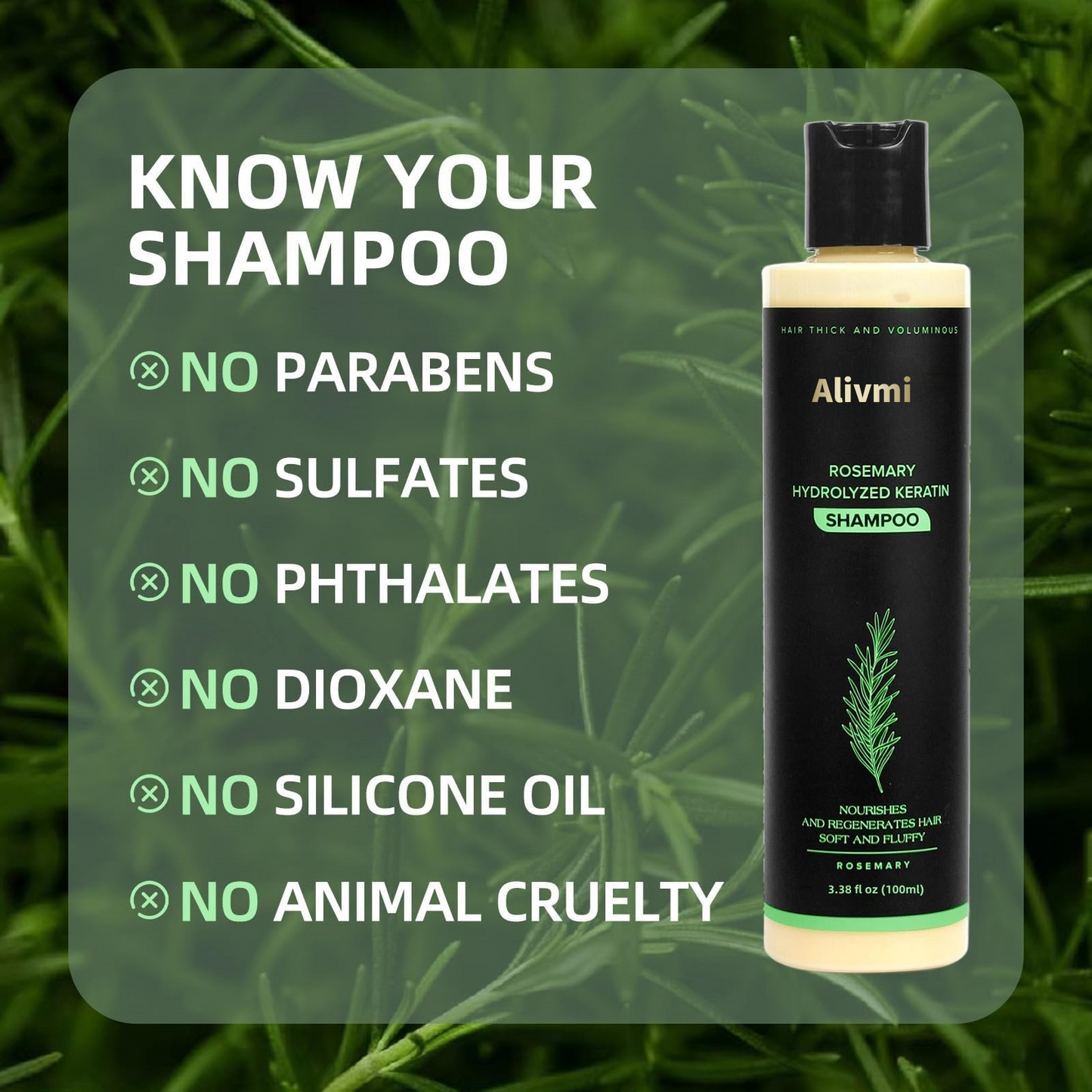 🔥LAST DAY 50% OFF - 🌿Alivmi Organic Rosemary Hair Growth Shampoo